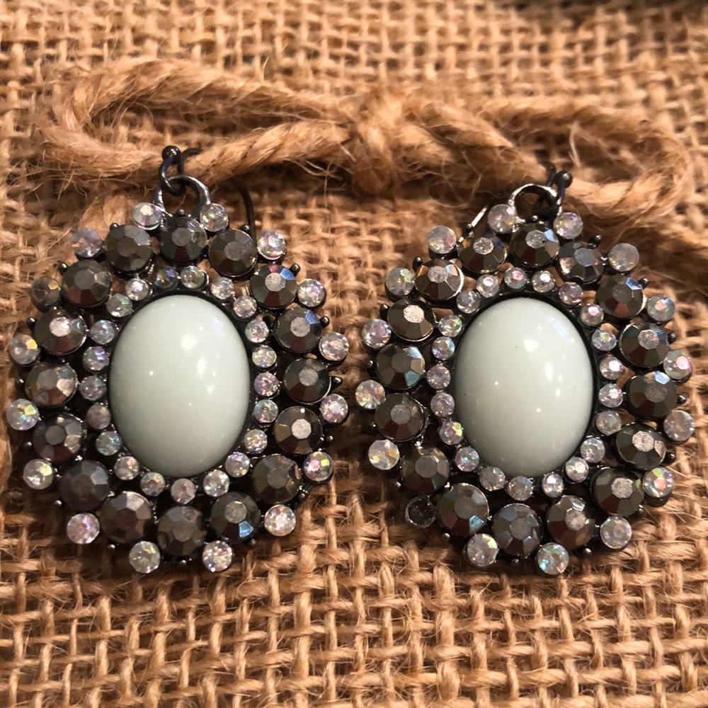 Sea Kissed Light Bluish Green & Crystal Earrings
